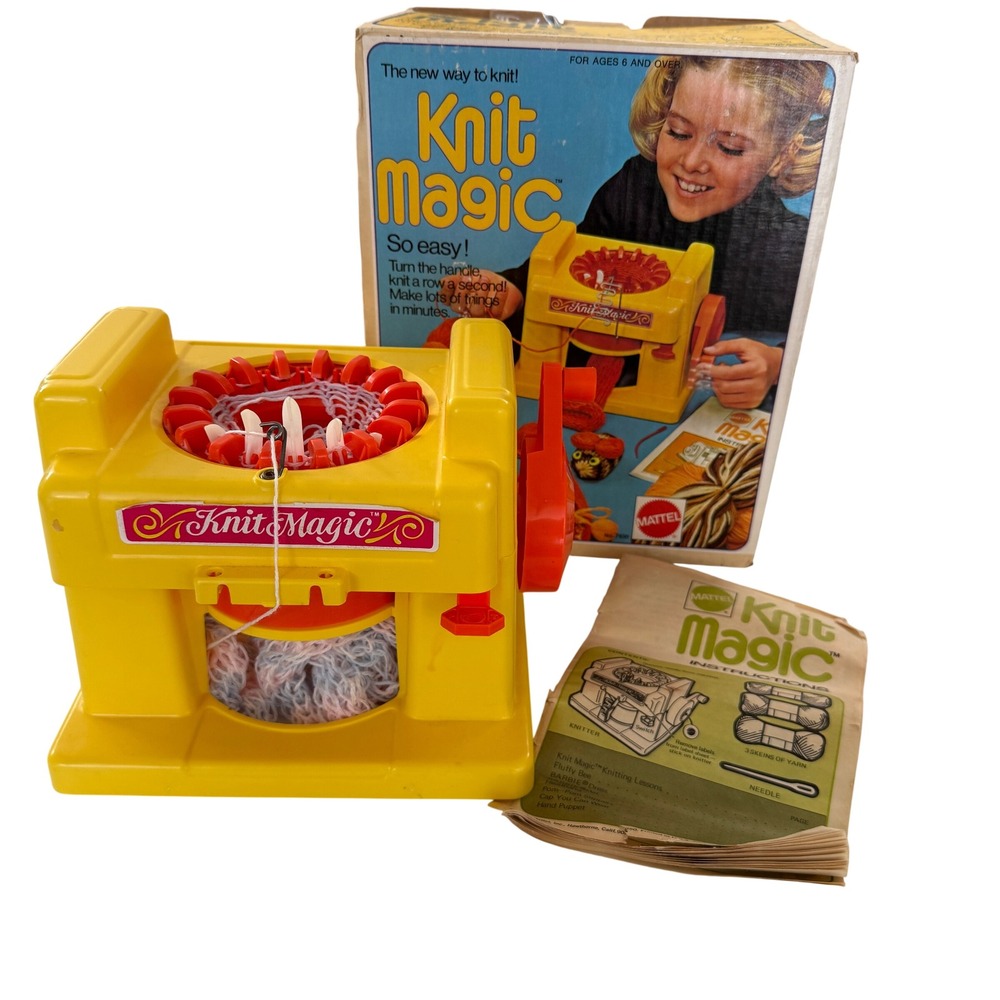 Vintage Mattel Knit Magic Knitting Machine w/ Box & Instructions 1974 Tested
